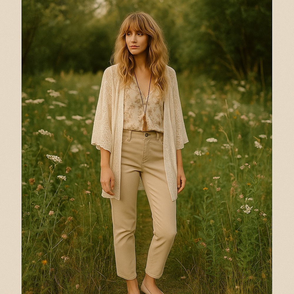 Paige Slim Straight Pants Cream Women’s Size 30